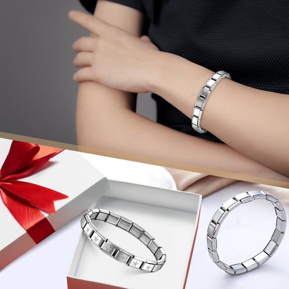 6 Pcs Italian Charm Bracelets Silver Stainless Steel Adjustable Links & Charms f - Picture 6 of 6